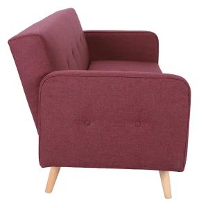 Canapé Convertible Scandinave 3 Places En Tissu Prune Et Bois Clair ULLA meilleure qualité 15