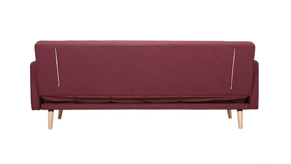 Canapé Convertible Scandinave 3 Places En Tissu Prune Et Bois Clair ULLA meilleure qualité 5