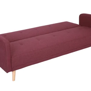 Canapé Convertible Scandinave 3 Places En Tissu Prune Et Bois Clair ULLA meilleure qualité 19