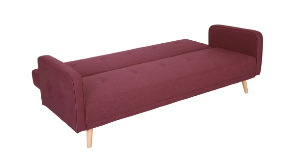 Canapé Convertible Scandinave 3 Places En Tissu Prune Et Bois Clair ULLA meilleure qualité 6