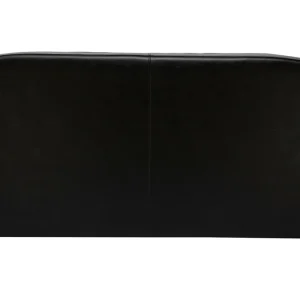 Canapé Convertible Vintage 3 Places Cuir Marron Foncé Et Bois Noir Avec Matelas 9 Cm CLUB 18