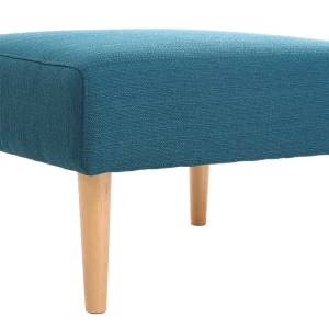 Canapé D’angle Convertible Réversible 4 Places En Tissu Bleu Canard Et Bois Clair OSCAR 17