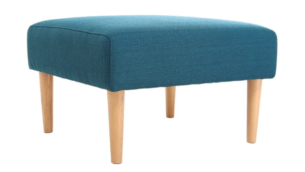 Canapé D’angle Convertible Réversible 4 Places En Tissu Bleu Canard Et Bois Clair OSCAR 6