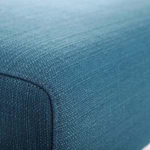 Canapé D’angle Convertible Réversible 4 Places En Tissu Bleu Canard Et Bois Clair OSCAR 19
