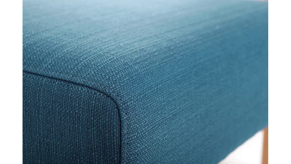 Canapé D’angle Convertible Réversible 4 Places En Tissu Bleu Canard Et Bois Clair OSCAR 7