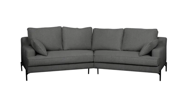 Canapé D’angle Design 5 Places En Tissu Gris Anthracite Et Métal Noir PUCHKINE Prestation Et Rapide 1