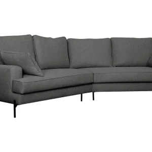 Canapé D’angle Design 5 Places En Tissu Gris Anthracite Et Métal Noir PUCHKINE Prestation Et Rapide 13