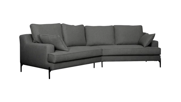 Canapé D’angle Design 5 Places En Tissu Gris Anthracite Et Métal Noir PUCHKINE Prestation Et Rapide 3