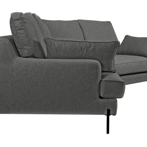 Canapé D’angle Design 5 Places En Tissu Gris Anthracite Et Métal Noir PUCHKINE Prestation Et Rapide 15