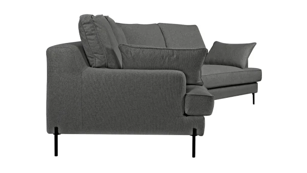 Canapé D’angle Design 5 Places En Tissu Gris Anthracite Et Métal Noir PUCHKINE Prestation Et Rapide 4