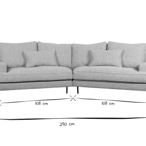 Canapé D’angle Design 5 Places En Tissu Gris Anthracite Et Métal Noir PUCHKINE Prestation Et Rapide 25
