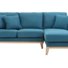 Canapé D’angle Droit Déhoussable 4 Places En Tissu Bleu Canard Et Bois Clair OSLO à prix très bas 20
