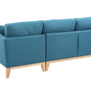 Canapé D’angle Droit Déhoussable 4 Places En Tissu Bleu Canard Et Bois Clair OSLO à prix très bas 16