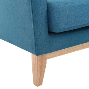 Canapé D’angle Droit Déhoussable 4 Places En Tissu Bleu Canard Et Bois Clair OSLO à prix très bas 20