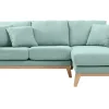 Canapé D’angle Droit Déhoussable 4 Places En Tissu Vert Lagon Et Bois Clair OSLO boutique pas cher 31