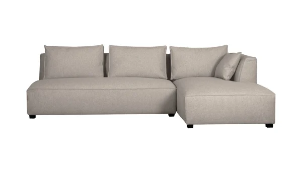 achetez pas cher Canapé D’angle Droit Modulable Avec Chauffeuse Double En Tissu Beige PLURIEL 1