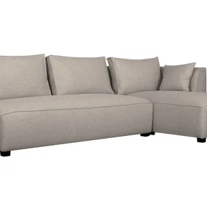 achetez pas cher Canapé D’angle Droit Modulable Avec Chauffeuse Double En Tissu Beige PLURIEL 10