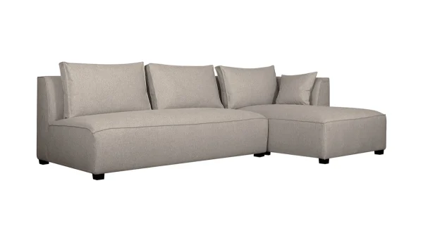 achetez pas cher Canapé D’angle Droit Modulable Avec Chauffeuse Double En Tissu Beige PLURIEL 3