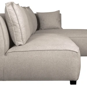 achetez pas cher Canapé D’angle Droit Modulable Avec Chauffeuse Double En Tissu Beige PLURIEL 12