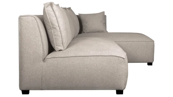 achetez pas cher Canapé D’angle Droit Modulable Avec Chauffeuse Double En Tissu Beige PLURIEL 4