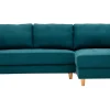 Canapé D’angle Droit Scandinave 3 Places En Tissu Bleu Canard Et Bois Clair CUMBIA 29