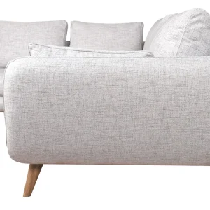 SOLDES TOUT À Canapé D’angle Gauche Scandinave 5 Places En Tissu Gris Clair Chiné Et Bois Clair CREEP 13