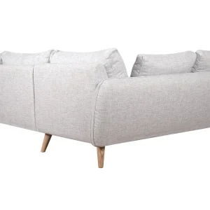 SOLDES TOUT À Canapé D’angle Gauche Scandinave 5 Places En Tissu Gris Clair Chiné Et Bois Clair CREEP 15