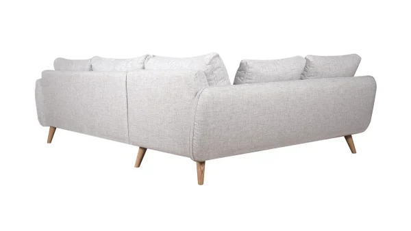 SOLDES TOUT À Canapé D’angle Gauche Scandinave 5 Places En Tissu Gris Clair Chiné Et Bois Clair CREEP 5