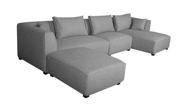 Canapé D’angle Moderne Modulable 4 éléments Gris Clair PLURIEL Top ventes 3
