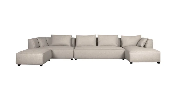 à prix réduits Canapé D’angle Modulable Grand Format 4 éléments Beige PLURIEL 1