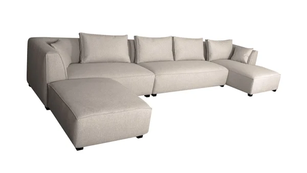 à prix réduits Canapé D’angle Modulable Grand Format 4 éléments Beige PLURIEL 3