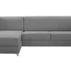 Canapé D’angle Réversible Et Convertible Avec Coffre 4 Places En Tissu Gris Et Bois Clair GRAHAM 25