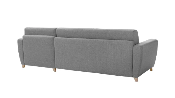 Canapé D’angle Réversible Et Convertible Avec Coffre 4 Places En Tissu Gris Et Bois Clair GRAHAM 7