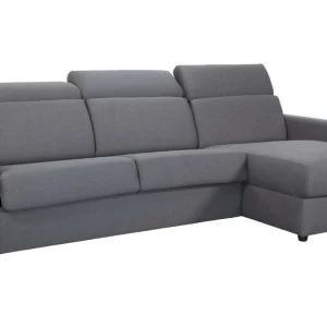 magasins pas chers Canapé D’angle Réversible Et Convertible Avec Coffre Et Têtières Ajustables 4 Places En Tissu Gris NORO 14