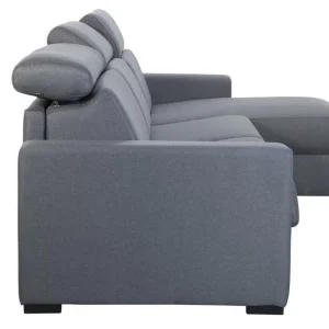 magasins pas chers Canapé D’angle Réversible Et Convertible Avec Coffre Et Têtières Ajustables 4 Places En Tissu Gris NORO 20
