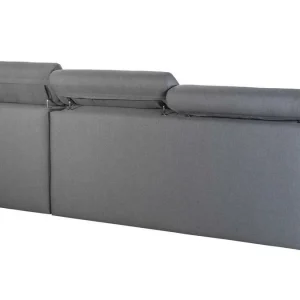 magasins pas chers Canapé D’angle Réversible Et Convertible Avec Coffre Et Têtières Ajustables 4 Places En Tissu Gris NORO 22