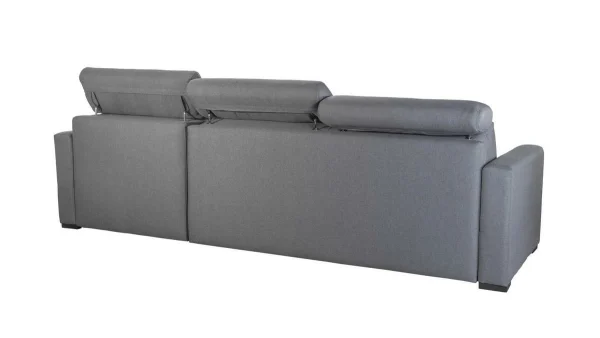 magasins pas chers Canapé D’angle Réversible Et Convertible Avec Coffre Et Têtières Ajustables 4 Places En Tissu Gris NORO 7