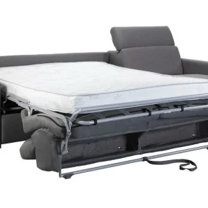 magasins pas chers Canapé D’angle Réversible Et Convertible Avec Coffre Et Têtières Ajustables 4 Places En Tissu Gris NORO 18