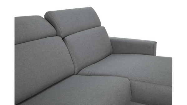 magasins pas chers Canapé D’angle Réversible Et Convertible Avec Coffre Et Têtières Ajustables 4 Places En Tissu Gris NORO 8