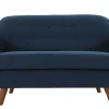 Canapé Déhoussable 2 Places En Tissu Bleu Foncé Et Bois Foncé YNOK 23