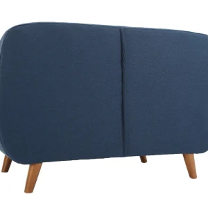 Canapé Déhoussable 2 Places En Tissu Bleu Foncé Et Bois Foncé YNOK 13