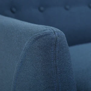 Canapé Déhoussable 2 Places En Tissu Bleu Foncé Et Bois Foncé YNOK 15