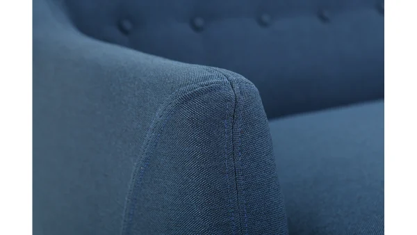 Canapé Déhoussable 2 Places En Tissu Bleu Foncé Et Bois Foncé YNOK 5