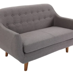 Canapé Déhoussable 2 Places En Tissu Gris Anthracite Et Bois Foncé YNOK 11
