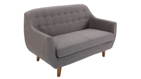 Canapé Déhoussable 2 Places En Tissu Gris Anthracite Et Bois Foncé YNOK 3
