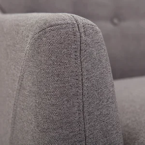 Canapé Déhoussable 2 Places En Tissu Gris Anthracite Et Bois Foncé YNOK 15