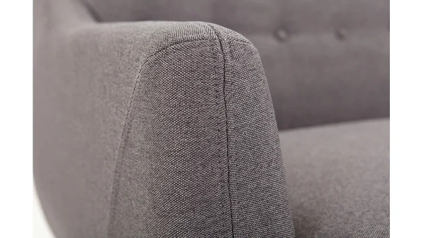 Canapé Déhoussable 2 Places En Tissu Gris Anthracite Et Bois Foncé YNOK 5
