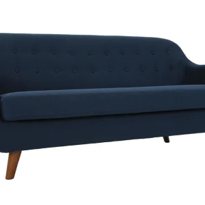Canapé Déhoussable 3 Places En Tissu Bleu Foncé Et Bois Foncé YNOK 12