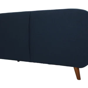 Canapé Déhoussable 3 Places En Tissu Bleu Foncé Et Bois Foncé YNOK 16