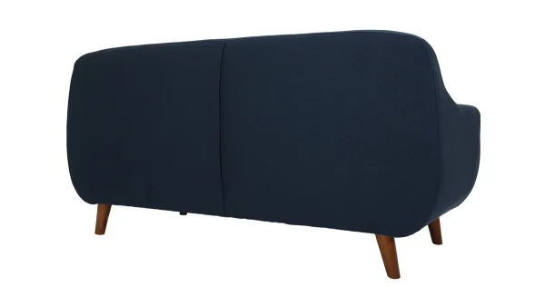 Canapé Déhoussable 3 Places En Tissu Bleu Foncé Et Bois Foncé YNOK 5